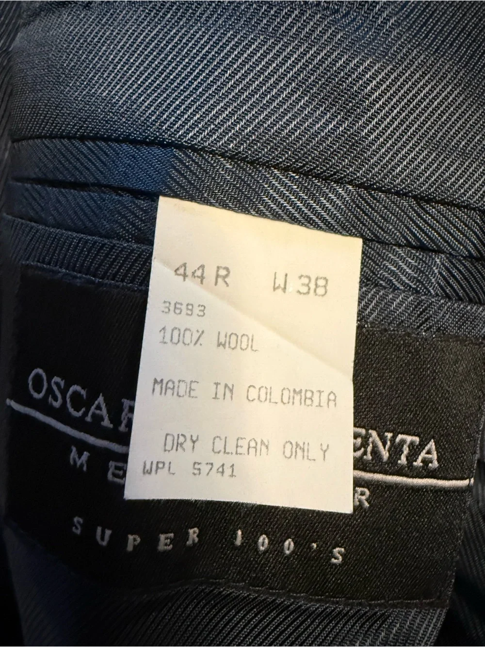 Oscar de la Renta menswear Super 100’s 100% wool 44R blue sports coat blazer